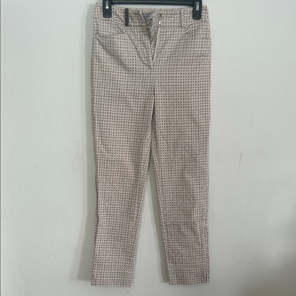 Peserico Beige and White Geometric Slim Trousers